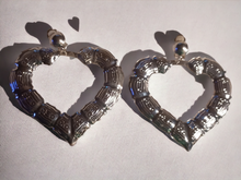 Load image into Gallery viewer, Large clip on bamboo heart earrings
