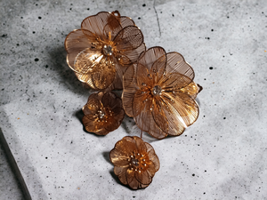 Large Abstract Clip on flower earrings