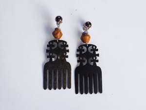 Handmade Clip on ankh afro pick earrings