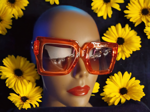 Oversized square lense sunglasses orange