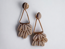 Load image into Gallery viewer, Handmade cowrie shell dangle earrings
