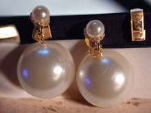 Load image into Gallery viewer, Handmade extra large faux pearl dangle earrings
