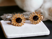 Load image into Gallery viewer, Rhinestone daisy clip on stud earrings
