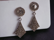 Load image into Gallery viewer, Small Rhinestone dangle clip on earrings
