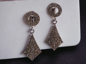 Small Rhinestone dangle clip on earrings