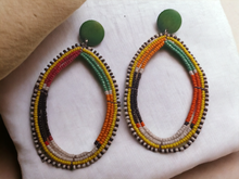 Load image into Gallery viewer, Extra large maasai bead clip on hoops
