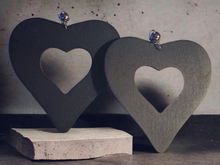 Load image into Gallery viewer, Giant wooden heart clip on earrings
