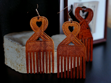 Load image into Gallery viewer, Adinkra symbol Afro pick Earrings
