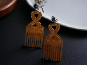 Clip on Adinkra symbol Afro pick Earrings