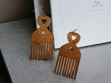 Load image into Gallery viewer, Adinkra symbol Afro pick Earrings
