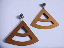 Load image into Gallery viewer, Clip on Minimalist Geometric wood Earrings
