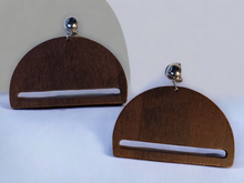 Load image into Gallery viewer, Clip on Minimalist Geometric wood Earrings
