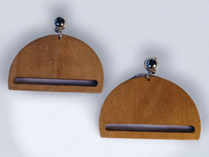 Clip on Minimalist Geometric wood Earrings