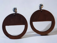 Load image into Gallery viewer, Clip on Minimalist Geometric wood Earrings
