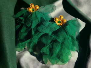 Large silk flower statement earrings