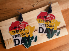 Load image into Gallery viewer, Handmade Wooden Juneteenth Earrings
