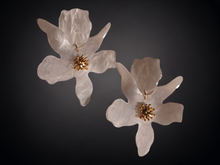 Load image into Gallery viewer, Large abstact acrylic flower clip on earrings
