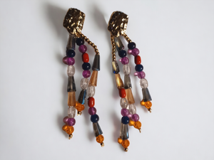 Handmade long festival bead earrings