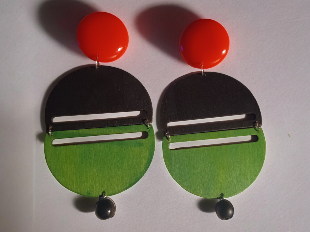 Handmade Extra large geometric pop art earrings