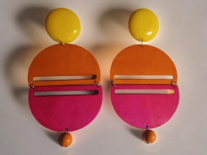 Handmade Extra large geometric pop art earrings