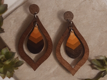 Load image into Gallery viewer, Minimalist boho wood clip on earrings
