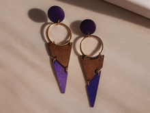 Load image into Gallery viewer, Abstract minimalist clip on wood earrings
