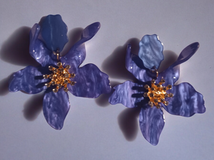 Large abstact acrylic flower clip on earrings