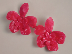 Large abstact acrylic flower pierced earrings