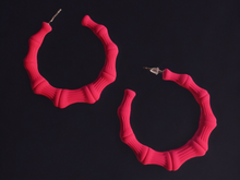 Load image into Gallery viewer, Matte neon bamboo hoops
