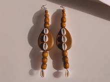 Load image into Gallery viewer, 9 inch extra long Chunky handmade Natural Wooden Earrings
