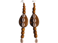 Load image into Gallery viewer, 9 inch extra long Chunky handmade Natural Wooden Earrings
