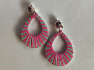 Handmade raffia clip on hoops