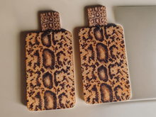 Load image into Gallery viewer, Clip on Large wooden snake print earrings
