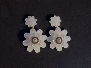 Handmade Abstract acrylic flower clip on earrings