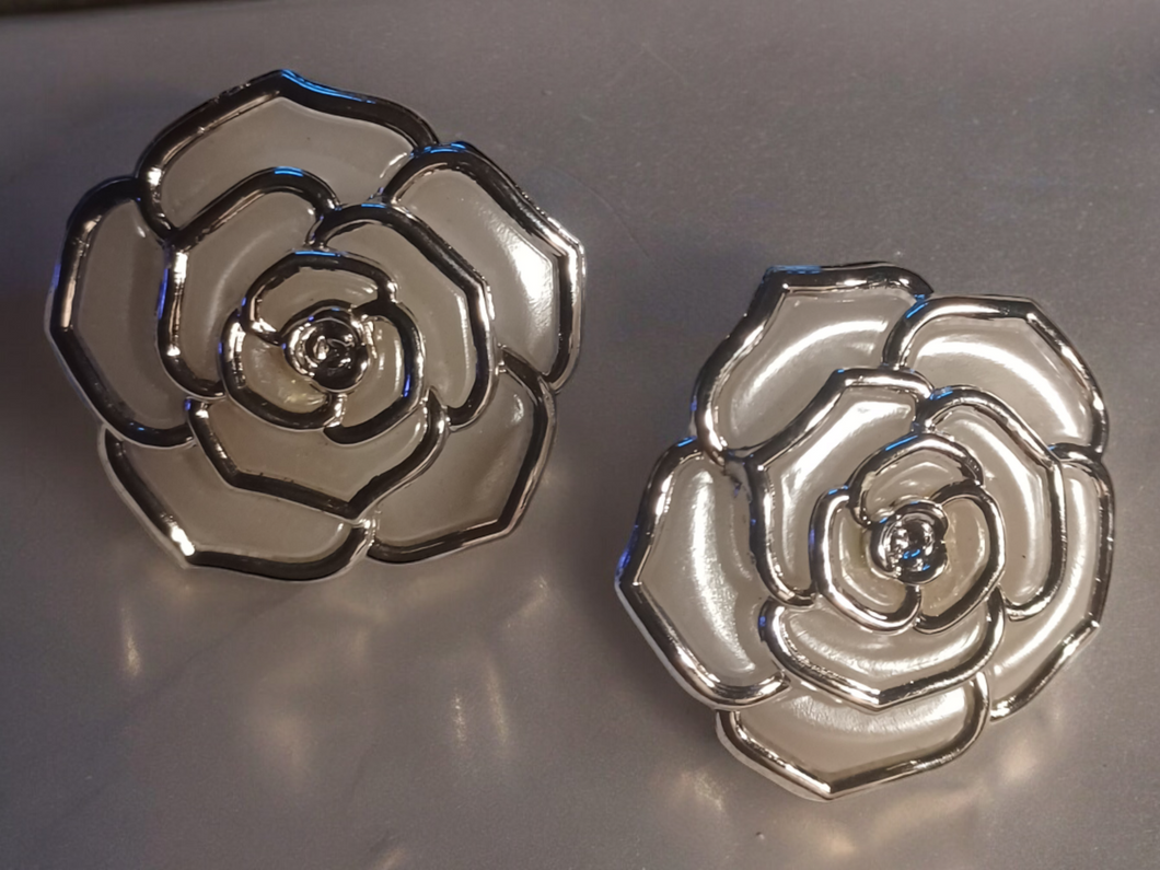 Vintage clip on giant acrylic rose earrings