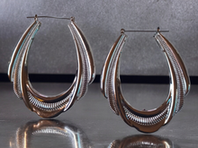 Load image into Gallery viewer, Classic Bamboo Hoop Earrings Silver metal
