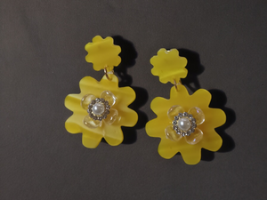 Handmade Abstract acrylic flower clip on earrings