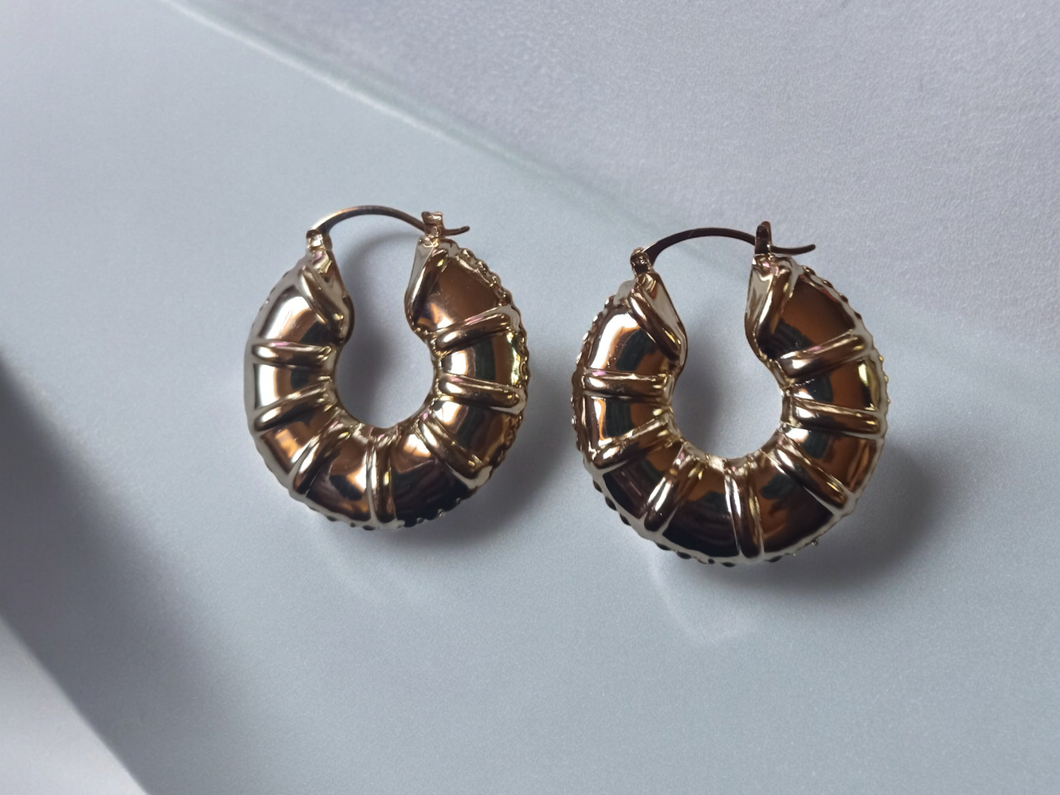 Chunky small Bamboo Hoop Earrings