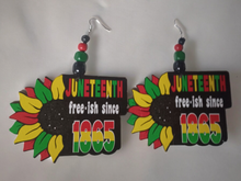 Load image into Gallery viewer, Handmade Wooden Juneteenth Earrings
