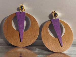 Large minimalist wood clip on hoops