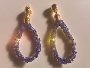 Handmade glitter clip on hoops