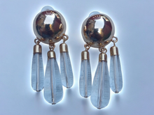 Load image into Gallery viewer, Chunky clear lucite and and gold ball earrings
