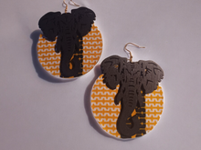 Load image into Gallery viewer, Lucky african elephant and kente earrings
