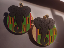 Load image into Gallery viewer, Lucky african elephant and kente  clip on earrings
