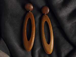 Minimalist Wooden hoop clip ons