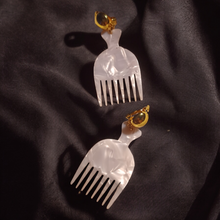 Load image into Gallery viewer, Clip on Unique acrylic afro pick earrings
