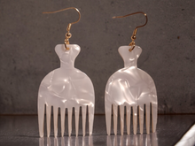 Load image into Gallery viewer, Unique acrylic afro pick earrings
