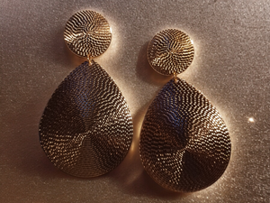 Extra large hammered disc clip on earrings