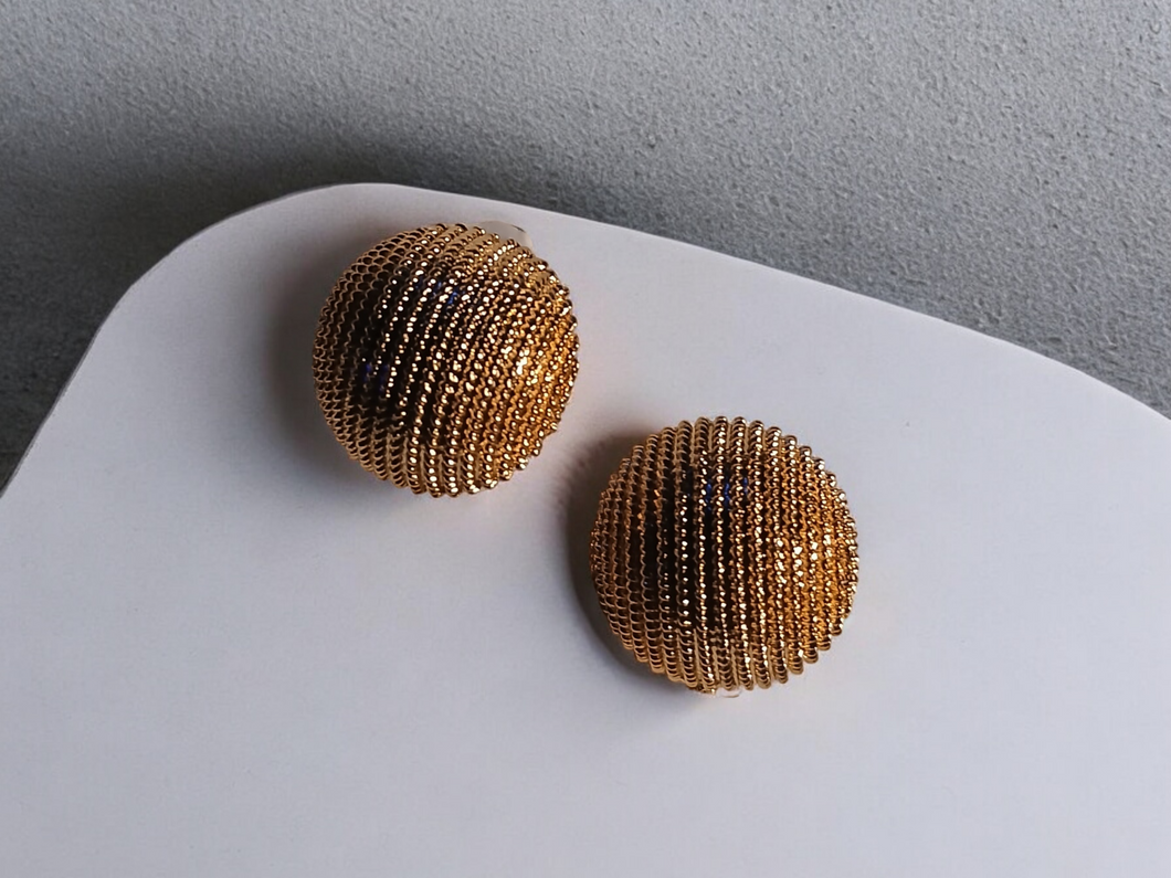 Small gold ball stud clip on earrings