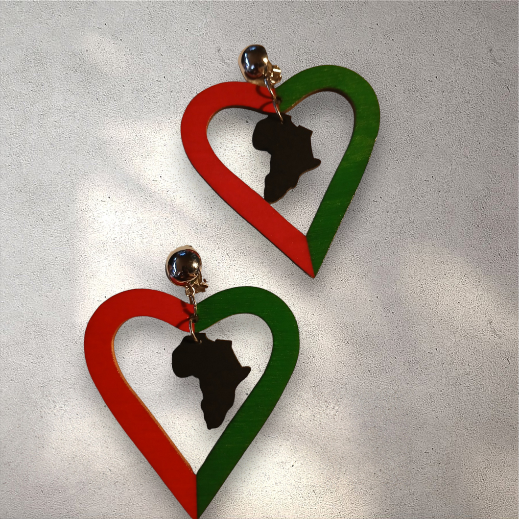 Rbg heart clip on earrings